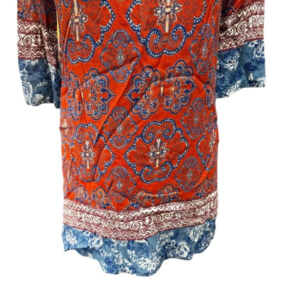 Desigual Tina Dress — Red/Blue Paisley Print Mini Shift — Size 38 (S/M) — 3/4 Sl - Picture 3 of 5
